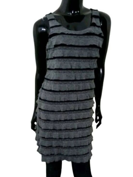 Charlotte Russe Dresses & Skirts - Charlotte Russe Gray Layered Sleeveless Ruffle Tank Dress -C